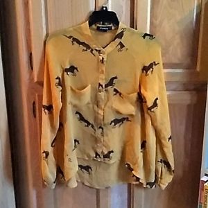 Forever 21 Sz S Sheer Yellow Blouse